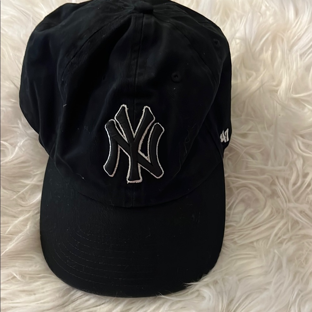 47 Black Cap with Embroidered Design